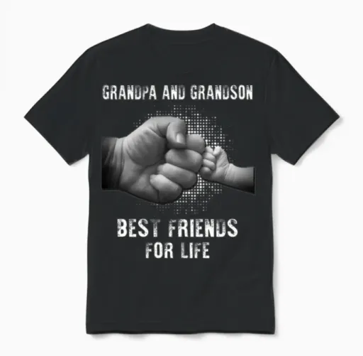 Grandpa and Grandson Best Friends for Life Unisex T-Shirt in Black