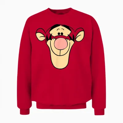 Disney Winnie the Pooh Tigger Big Face T-Shirt, Orange, S Unisex Sweatshirt - Red