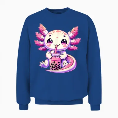 Axolotl Boba Tea Bubble Tea Anime Cute Kawaii Axolotl Unisex Sweatshirt - Royal
