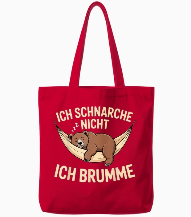 Ich Schnarche Nicht Ich Brumme Bär Sleep Shirt Pyjamas Sleep Tote Bags in Red