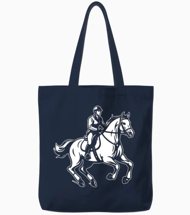 Horse Riding - Lovers Tote Bags in Navy