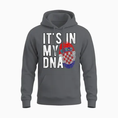 Funny It's in My Dna Kroatien Flagge Fingerprint Unisex Hoodie - Charcoal