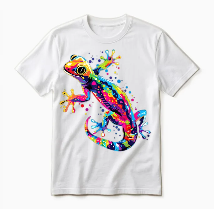 Gecko Motif Lizard Reptile Geckos Lizard Iguana Gekko T-Shirt, Black Unisex T-Shirt in White