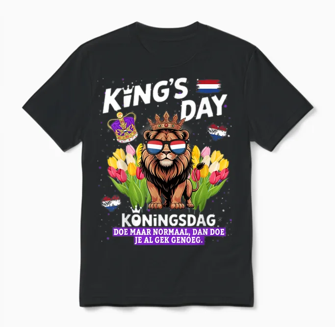 Königstag Nederland Flagge Outfit Idee Für Kinder & Koningsdag Unisex T-Shirt in Black