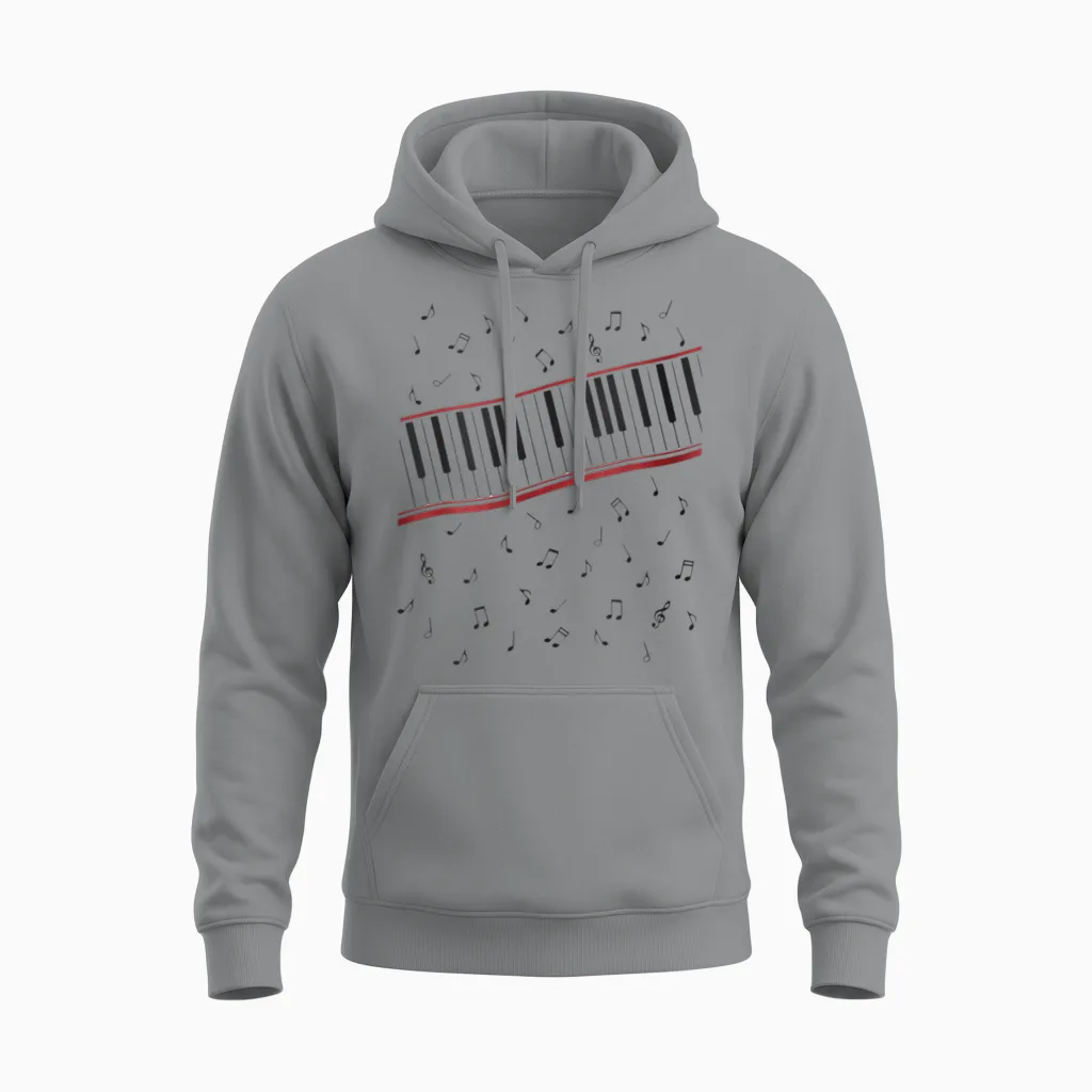 Funny 1980s Beat It Piano Beat Music Cosplay Keyboard Player Unisex Hoodie in Sport Grey