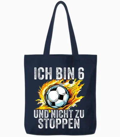 Kinder 6. Geburtstag Jungs 6 Jahre Junge Fußball Fußballer Sechs Tote Bags - Navy