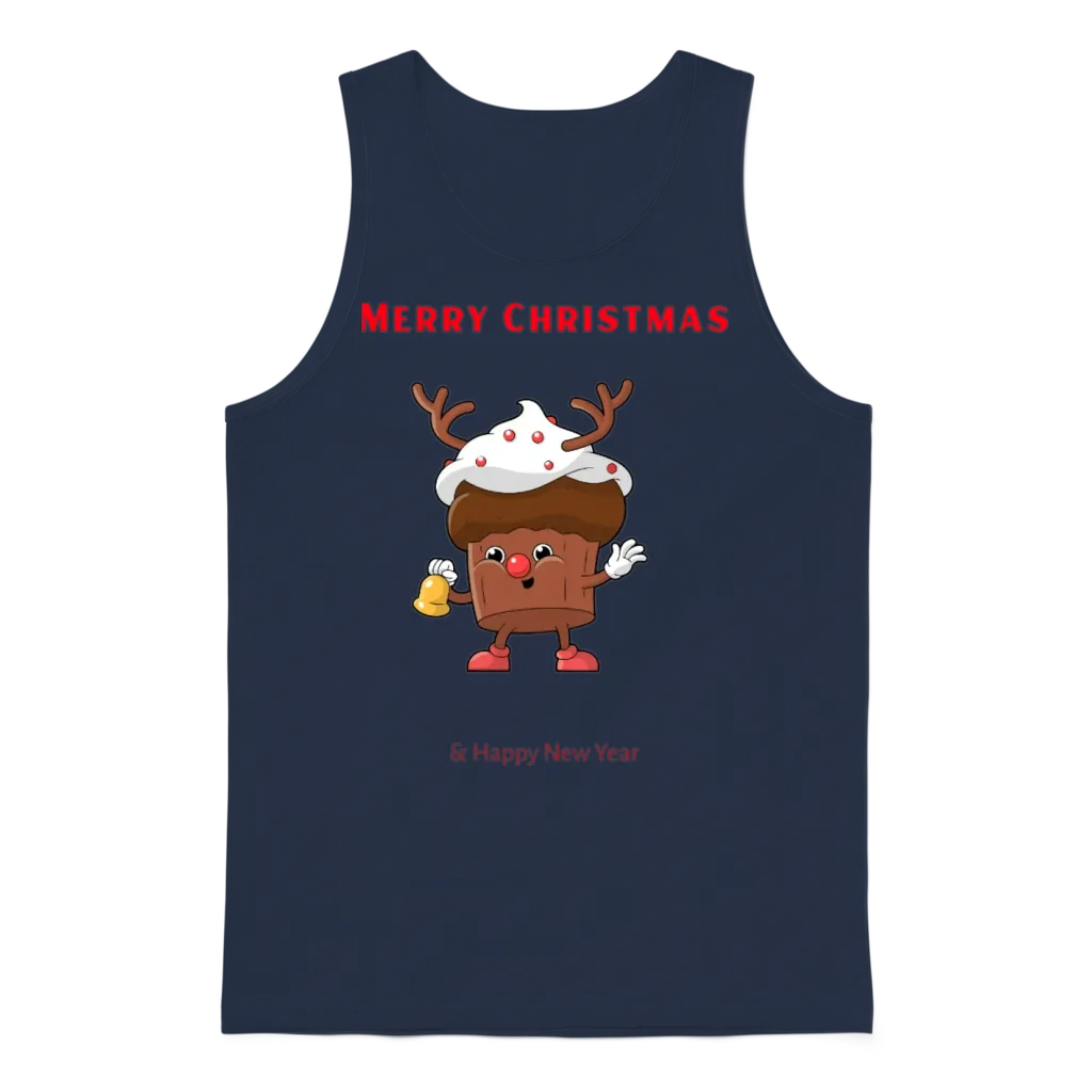 Reindeer Cupcake Christmas Cheer Unisex Tank Top - Navy