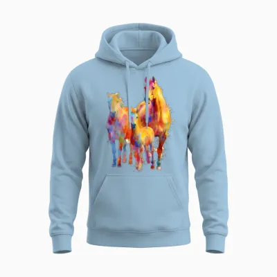 Miniature Horses Mini Horse Watercolor Splash Unisex Hoodie - Light Blue