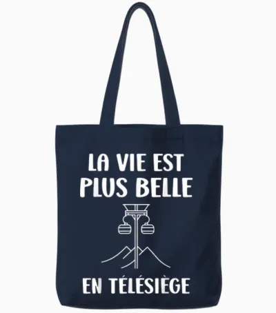 Montagne Ski Citation Humour Télésiège Tote Bags - Navy