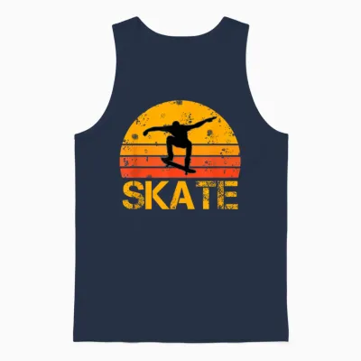 Skateboarder Retro Vintage Skateboarding Unisex Tank Top - Navy