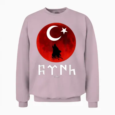 Göktürk Ayyildiz Türkei Flagge Türk Bayrak Bozkurt Tengri Unisex Sweatshirt - Light Pink