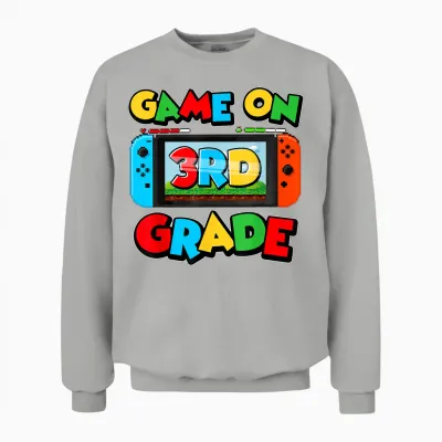 Game on 3rd Grade Back to School Video Gamer Third Grade Unisex Sweatshirt - Ash