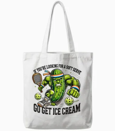 Funny Pickleball Lover Pun with a Pickle Playing Pickle Ball Tote Bags - White