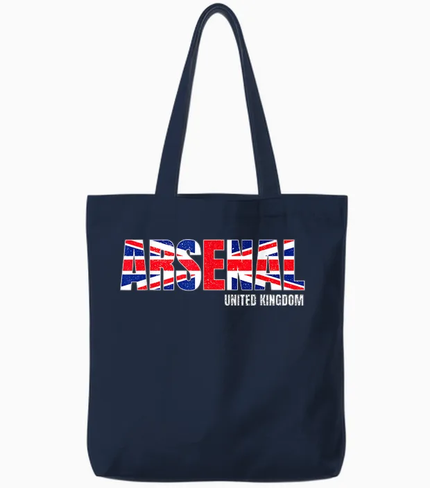 Arsenal United Kingdom T-Shirt, Black Tote Bags in Navy