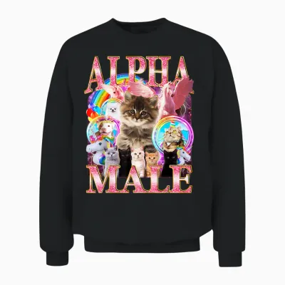 Funny Alpha Cat Male Cute Cat Lover Unisex Sweatshirt - Black