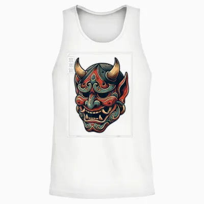 Yokai Hannya Oni Maske Japanischer Teufel Japanische Dämon Oni Maske Unisex Tank Top - White