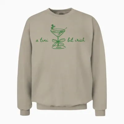 Funny Retro a Tiny Bit Irish Cocktail Lovers St Patricks Day Unisex Sweatshirt - Sand