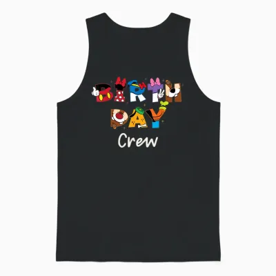 Disney "birthday Crew" Mickey Mouse and Friends Letters Unisex Tank Top - Black