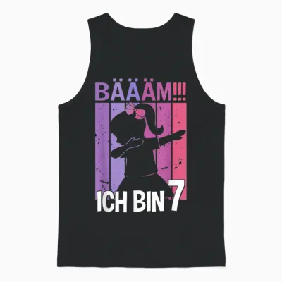 Girls' T-Shirt with German Text "ich Bin 7 Jahre Dab" [german Language], Black Unisex Tank Top - Black