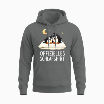 Official Penguin Penguin Long Sleeve Sleep Shirt, Black Unisex Hoodie - Graphite Heather