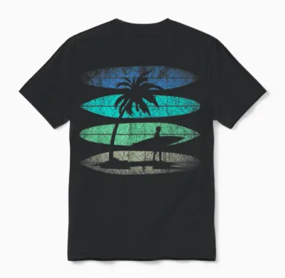 Retro Surfing Surfing Athlete Water Sports Surfer T-Shirt, Black Unisex T-Shirt - Black