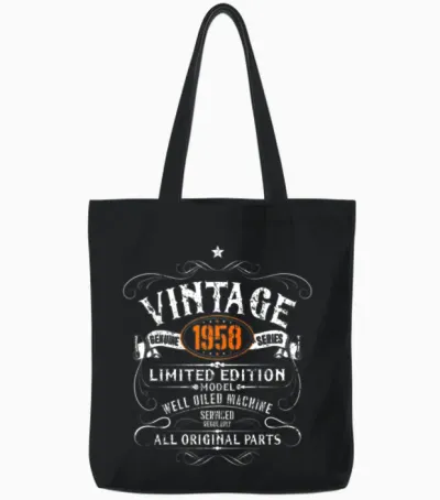 60th Birthday - Vintage 1958 Gift Tote Bags - Black