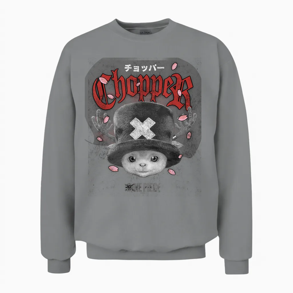 One Piece Chopper Heavy Metal Unisex Sweatshirt in Sport Grey