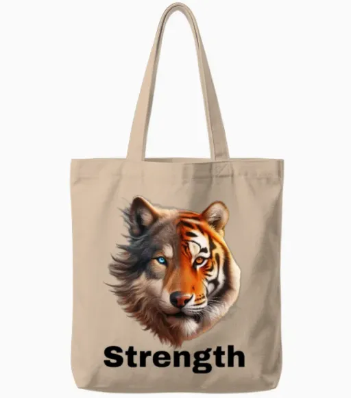 Tiger/wolf Strength Wildlife Gift Tote Bags in Natural