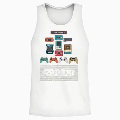 80s & 90s Evolution Video Game Controller Retro Unisex Tank Top - White