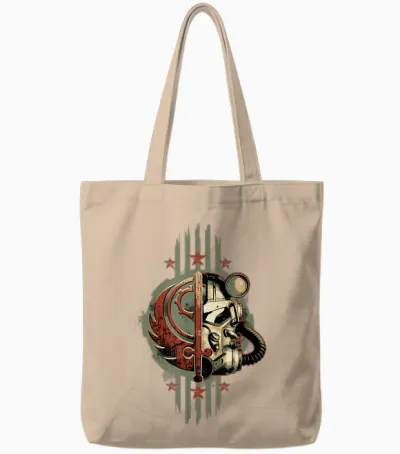 Fallout - Brotherhood of Steel Helmet Tote Bags - Natural