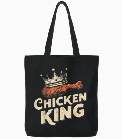 Fried Chicken Food Funny Fried Chicken King Cool Love Men's T-Shirt, Black, S Tote Bags - Black
