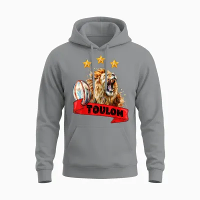 Rugby Toulon Triple Champion Lion Supporter Var Man Child T-Shirt, Black, S Unisex Hoodie - Sport Grey