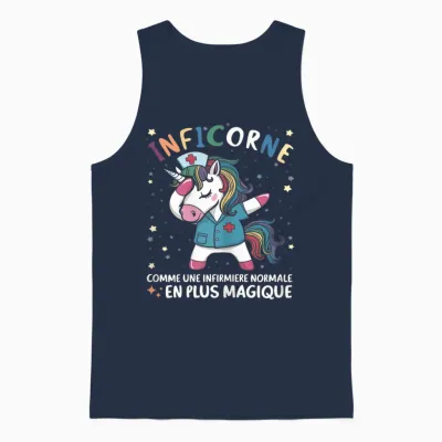 Funny Nurse Unicorn Gift for Nurse T-Shirt, Black, Female X-Small Unisex Tank Top - Navy