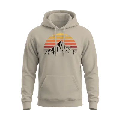 Retro Sunset Mountain Unisex Hoodie - Sand