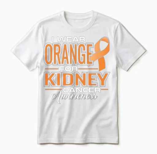 I Wear Orange for Kidney Cancer Awareness Unisex T-Shirt in White