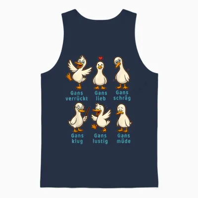 Funny Goose Design Crazy Love Smart Slanted Humour Fans Unisex Tank Top - Navy