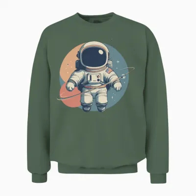 Cosmic Retro Astronaut Unisex Sweatshirt - Military Green