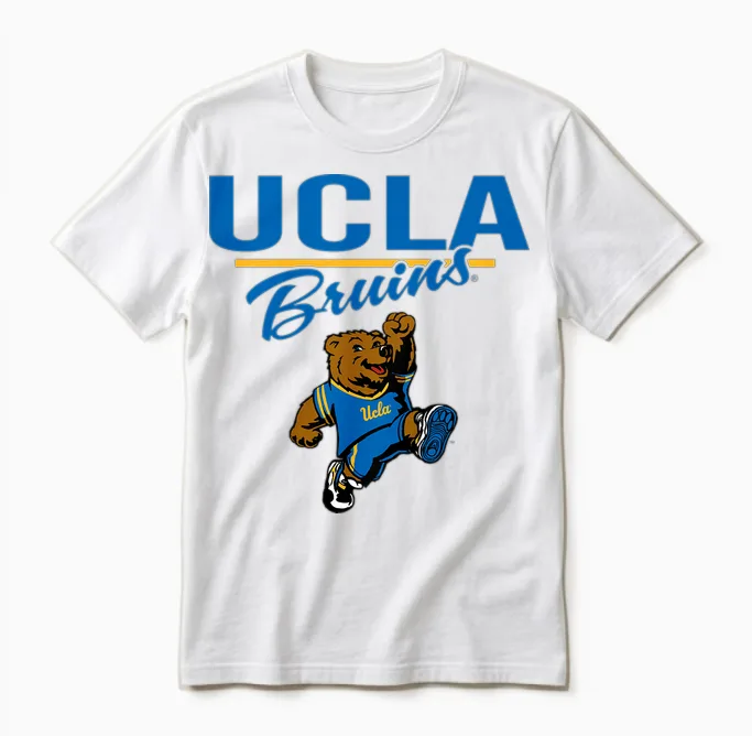 Kids Ucla Bruins Kid's Joe Bruin Mascot Gray Officially Licensed Unisex T-Shirt in White