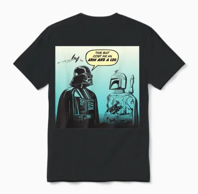 Star Wars Funny Darth Vader and Boba Fett Comic Unisex T-Shirt - Black