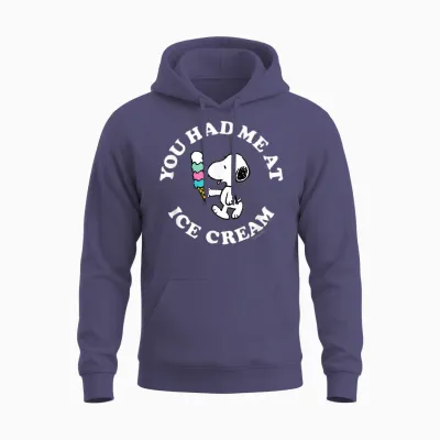 Peanuts - Snoopy You Had Me at Ice Cream Unisex Hoodie - Heather Sport Dark Navy