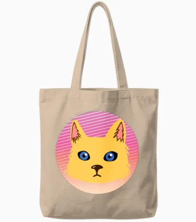 90s Retro Cat Tote Bags - Natural