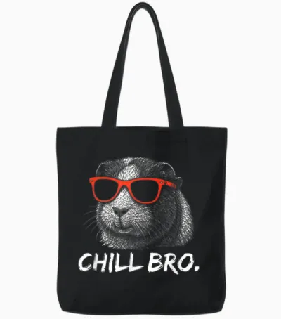 Chill Bruh – Lustiger Meerschweinchen Mit Sonnenbrille Tote Bags - Black