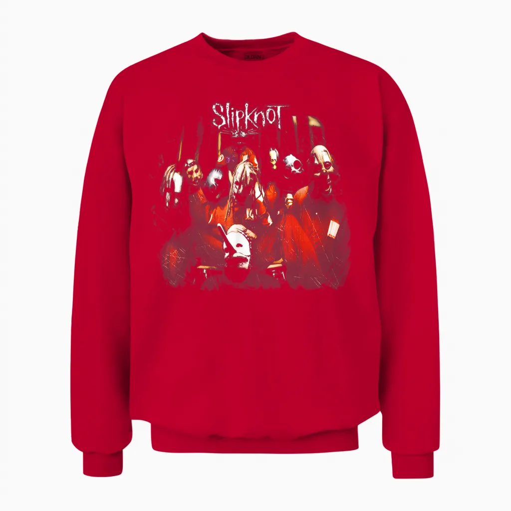 Slipknot Official Self Titled T-Shirt - Men's Black Small Crew Neck Short Sleeve Unisex Sweatshirt in Red