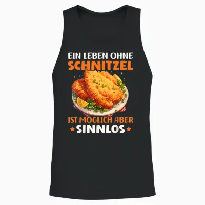 T-Shirt with German Text "ein Leben Ohne Schnitzel Ist Sinnlos I Love Schnitzel", Black Unisex Tank Top - Black