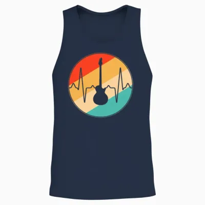 Rock Retro Heartbeat Unisex Tank Top - Navy