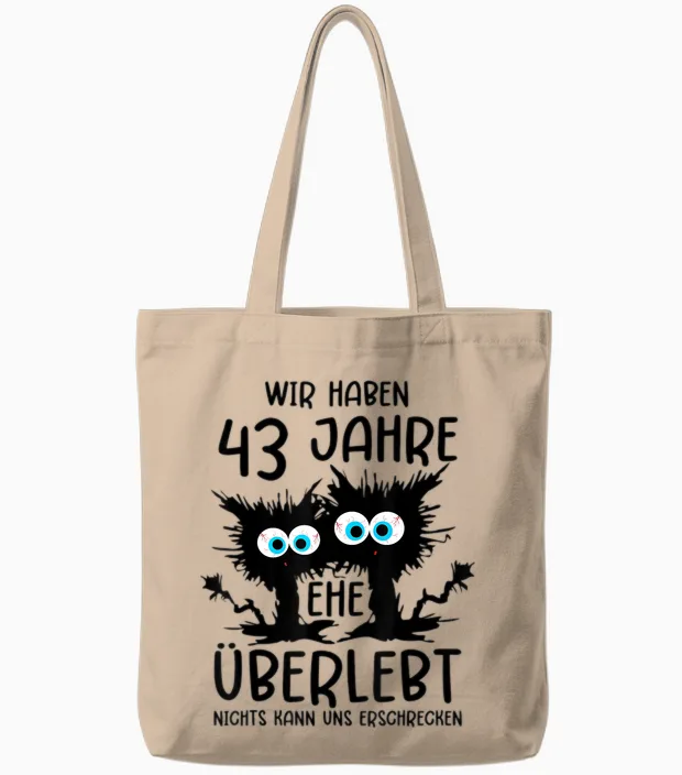 43 Jahre Verheiratet Liiert 43 Hochzeitstag Tote Bags in Natural