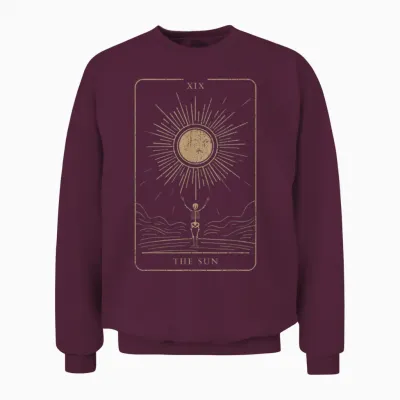 Spiritual Tarot Card Mystical Edgy Esoteric Streetwear T-Shirt, Black Unisex Sweatshirt - Maroon
