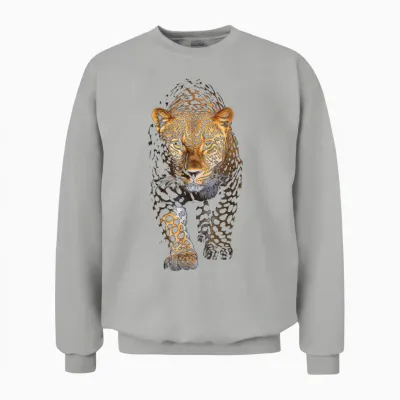 Leopard Portrait Animal Illustration Art Leopard Unisex Sweatshirt - Ash
