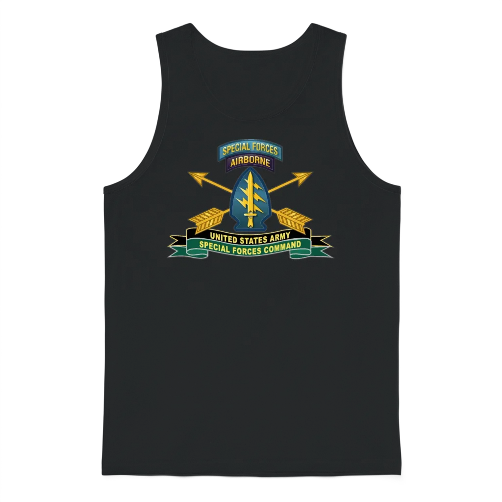 Army Us Army Special Forces Command Ssi Unisex Tank Top - Black