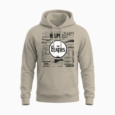 The Beatles - Beatles Singles World Art Unisex Hoodie - Sand